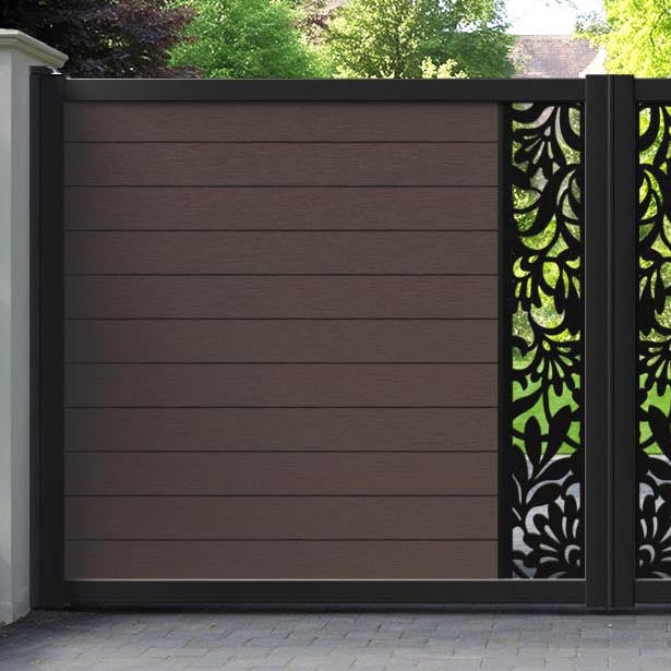 Fusion Heritage Straight Top Driveway Gate - Mid Brown - Middle Screen