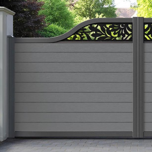 Fusion Heritage Curved Top Driveway Gate - Mid Grey - Top Screen