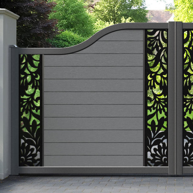 Fusion Heritage Curved Top Driveway Gate - Mid Grey - Middle & End Screen