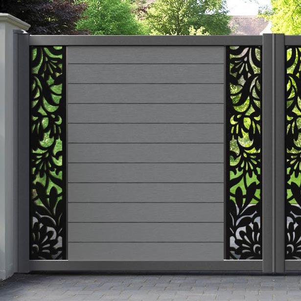 Fusion Heritage Straight Top Driveway Gate - Mid Grey - Middle & End Screen
