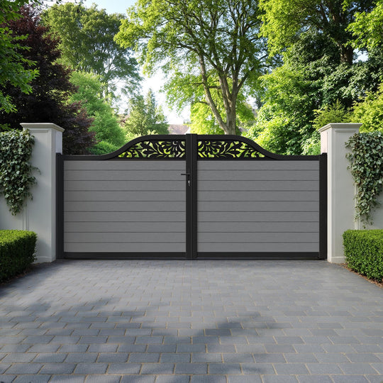 Fusion Heritage Curved Top Driveway Gate - Mid Grey - Top Screen