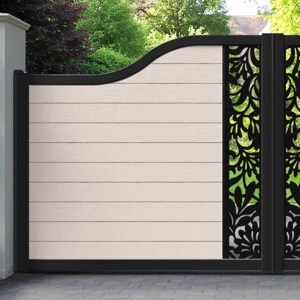 Fusion Heritage Curved Top Driveway Gate - Mid Stone - Middle Screen