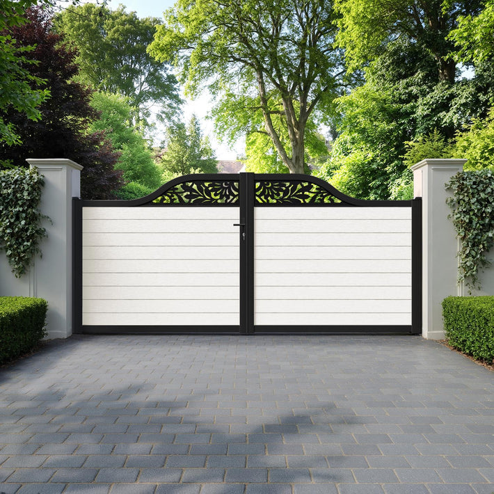 Fusion Heritage Curved Top Driveway Gate - Light Stone - Top Screen