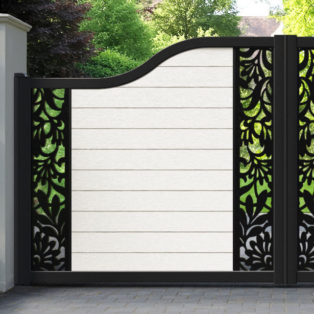 Fusion Heritage Curved Top Driveway Gate - Light Stone - Middle & End Screen