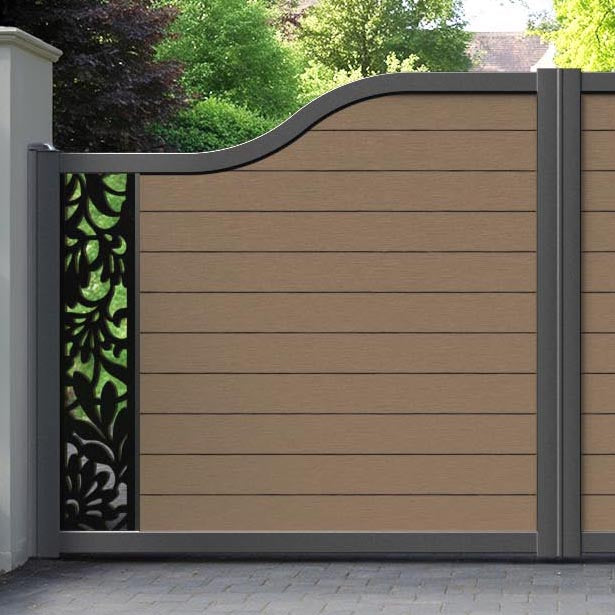 Fusion Heritage Curved Top Driveway Gate - Teak - End Screen