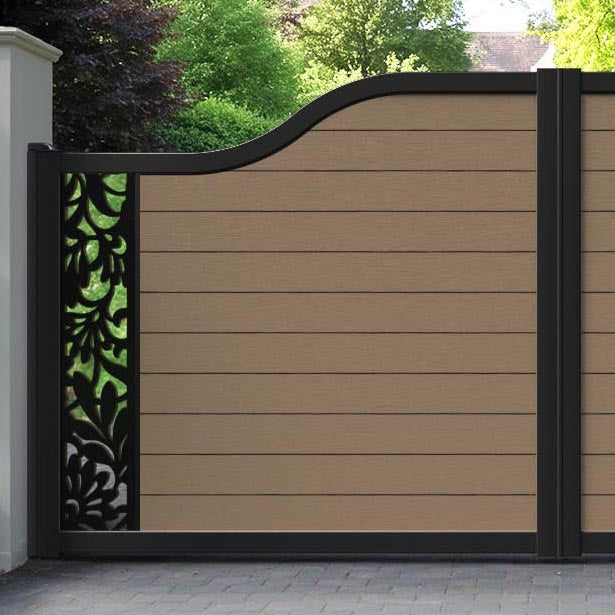 Fusion Heritage Curved Top Driveway Gate - Teak - End Screen