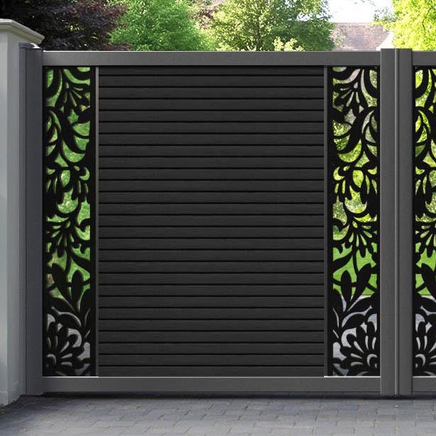 Hudson Heritage Straight Top Driveway Gate - Black - Middle & End Screen