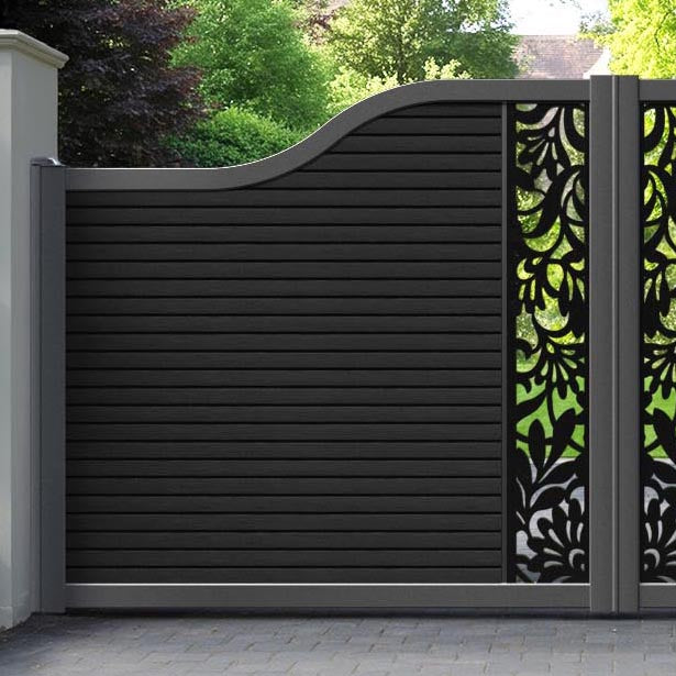 Hudson Heritage Curved Top Driveway Gate - Black - Middle Screen