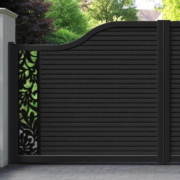Hudson Heritage Curved Top Driveway Gate - Black - End Screen