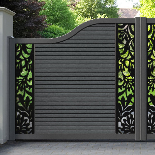 Hudson Heritage Curved Top Driveway Gate - Dark Grey - Middle & End Screen