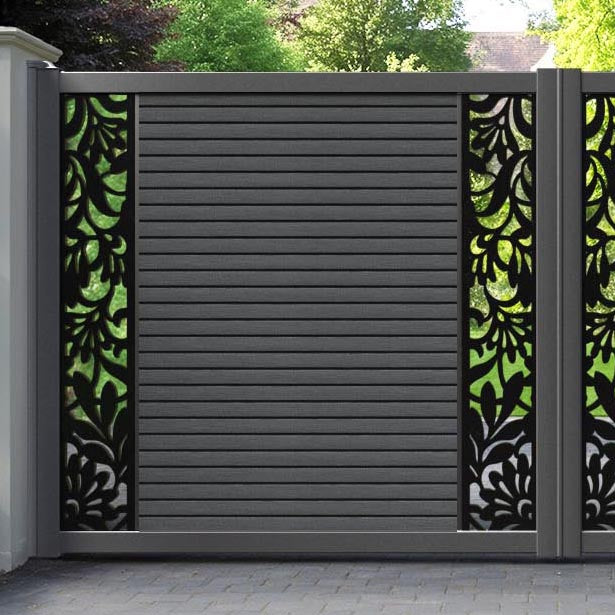 Hudson Heritage Straight Top Driveway Gate - Dark Grey - Middle & End Screen