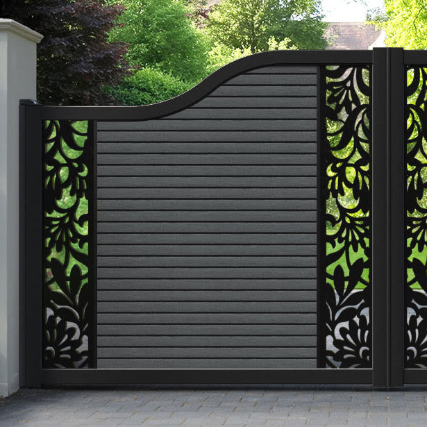 Hudson Heritage Curved Top Driveway Gate - Dark Grey - Middle & End Screen