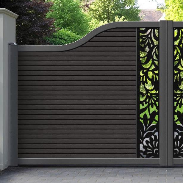 Hudson Heritage Curved Top Driveway Gate - Dark Oak - Middle Screen