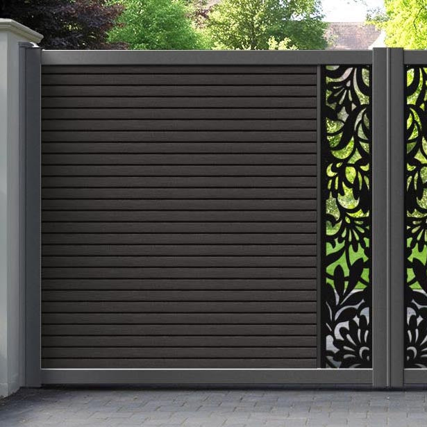 Hudson Heritage Straight Top Driveway Gate - Dark Oak - Middle Screen