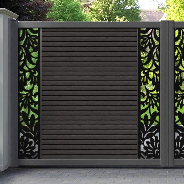 Hudson Heritage Straight Top Driveway Gate - Dark Oak - Middle & End Screen