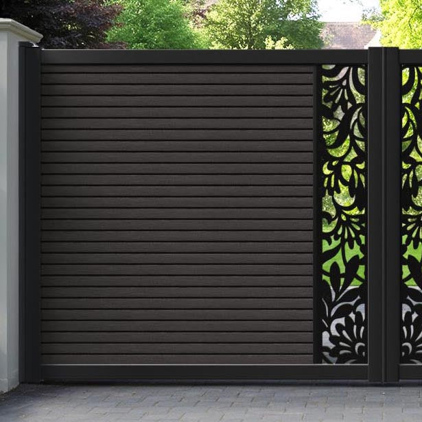 Hudson Heritage Straight Top Driveway Gate - Dark Oak - Middle Screen