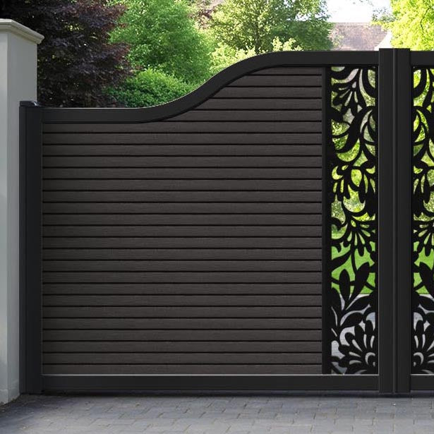 Hudson Heritage Curved Top Driveway Gate - Dark Oak - Middle Screen