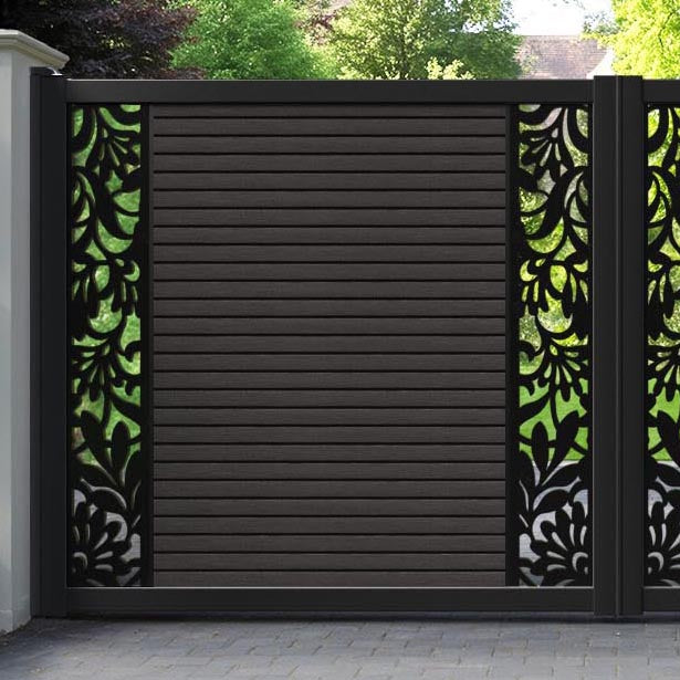 Hudson Heritage Straight Top Driveway Gate - Dark Oak - Middle & End Screen