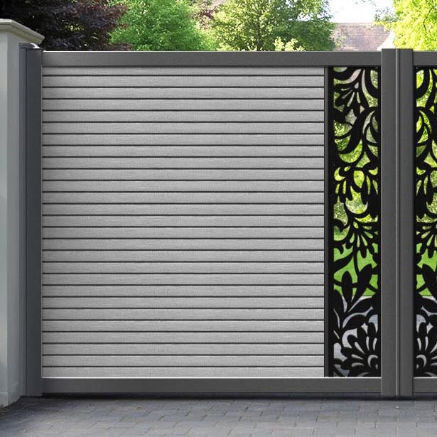 Hudson Heritage Straight Top Driveway Gate - Light Grey - Middle Screen