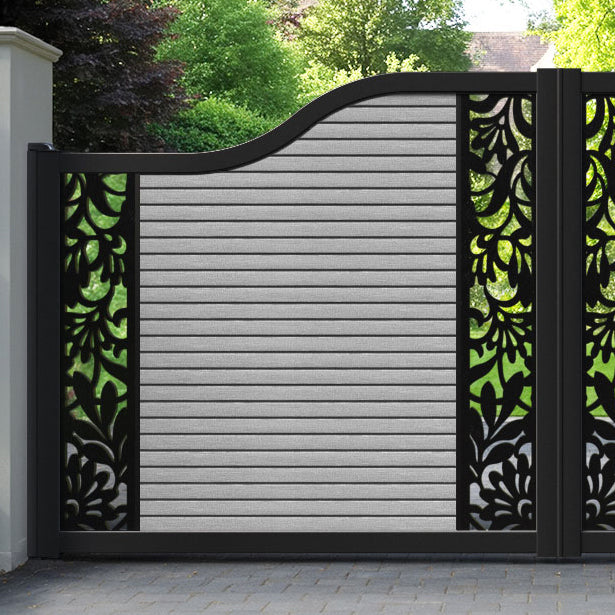 Hudson Heritage Curved Top Driveway Gate - Light Grey - Middle & End Screen