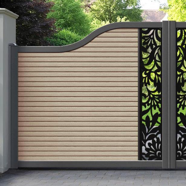 Hudson Heritage Curved Top Driveway Gate - Light Oak- Middle Screen