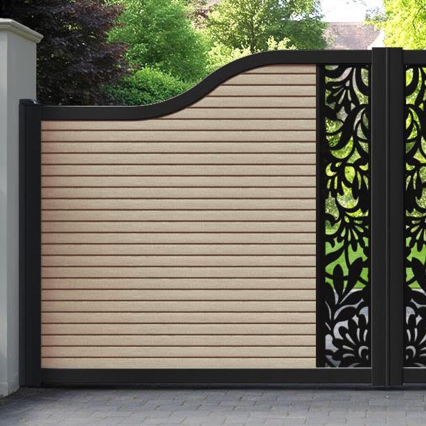 Hudson Heritage Curved Top Driveway Gate - Light Oak- Middle Screen