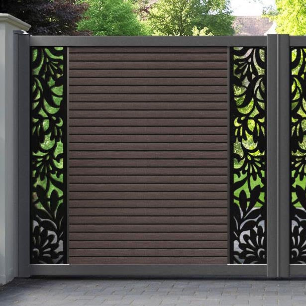Hudson Heritage Straight Top Driveway Gate - Mid Brown - Middle & End Screen