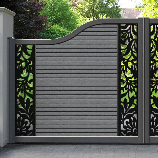 Hudson Heritage Curved Top Driveway Gate - Mid Grey - Middle & End Screen