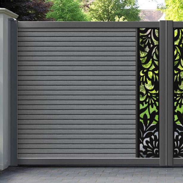 Hudson Heritage Straight Top Driveway Gate - Mid Grey - Middle Screen