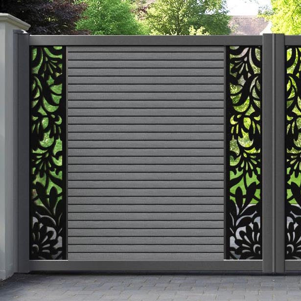 Hudson Heritage Straight Top Driveway Gate - Mid Grey - Middle & End Screen