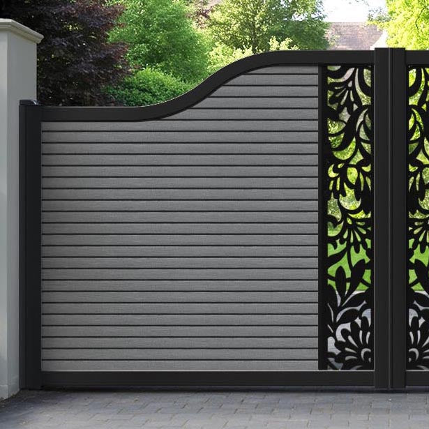 Hudson Heritage Curved Top Driveway Gate - Mid Grey - Middle Screen