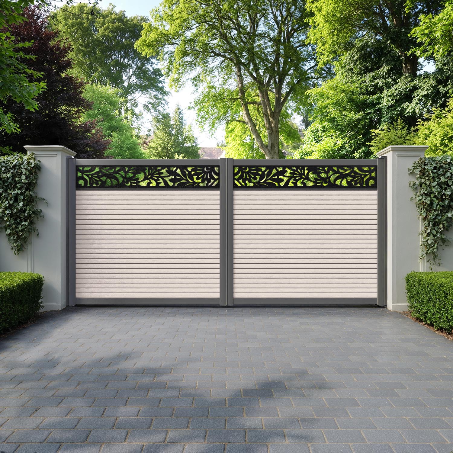 Hudson Heritage Straight Top Driveway Gate - Mid Stone - Top Screen