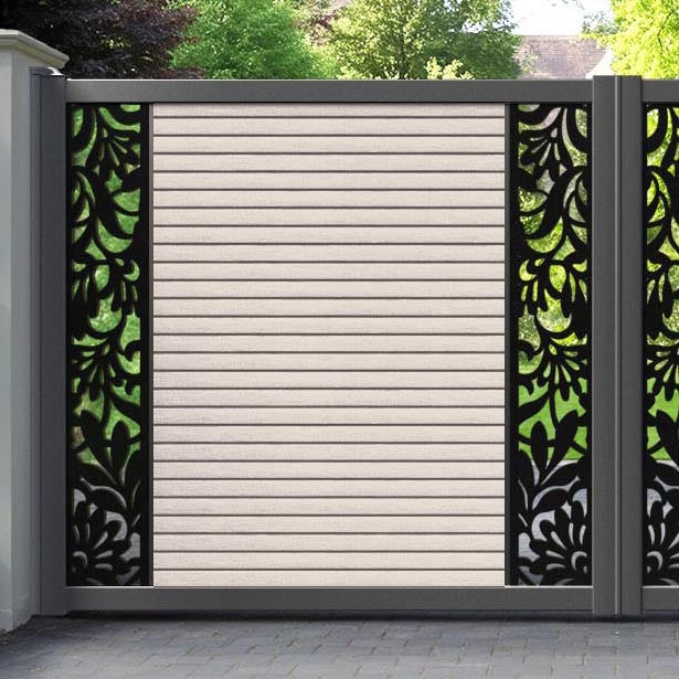 Hudson Heritage Straight Top Driveway Gate - Mid Stone - Middle & End Screen