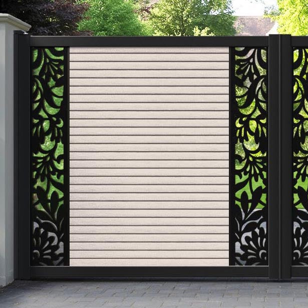 Hudson Heritage Straight Top Driveway Gate - Mid Stone - Middle & End Screen