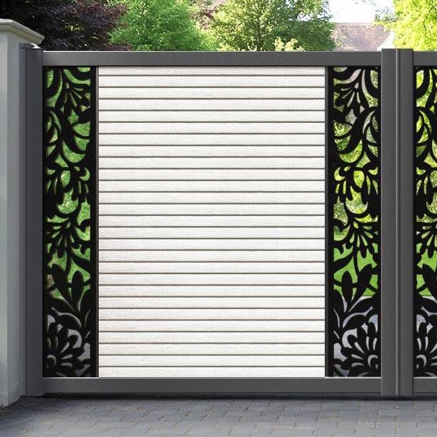 Hudson Heritage Straight Top Driveway Gate - Light Stone - Middle & End Screen