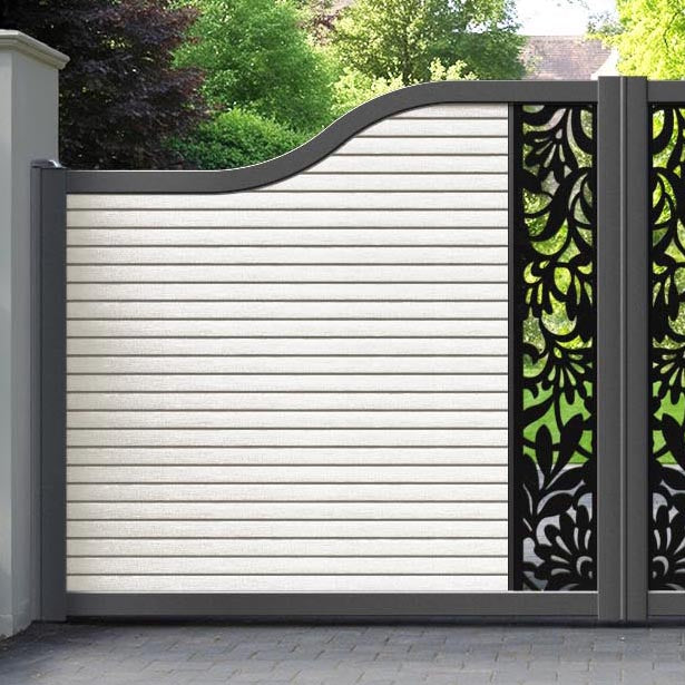Hudson Heritage Curved Top Driveway Gate - Light Stone - Middle Screen