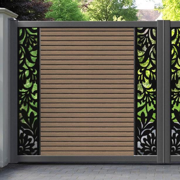 Hudson Heritage Straight Top Driveway Gate - Teak - Middle & End Screen