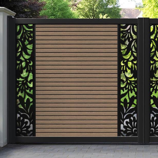 Hudson Heritage Straight Top Driveway Gate - Teak - Middle & End Screen