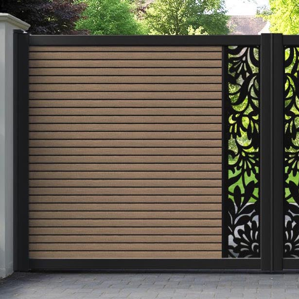 Hudson Heritage Straight Top Driveway Gate - Teak - Middle Screen