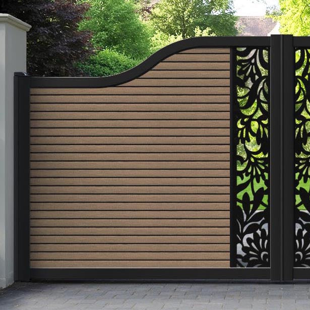 Hudson Heritage Curved Top Driveway Gate - Teak - Middle Screen