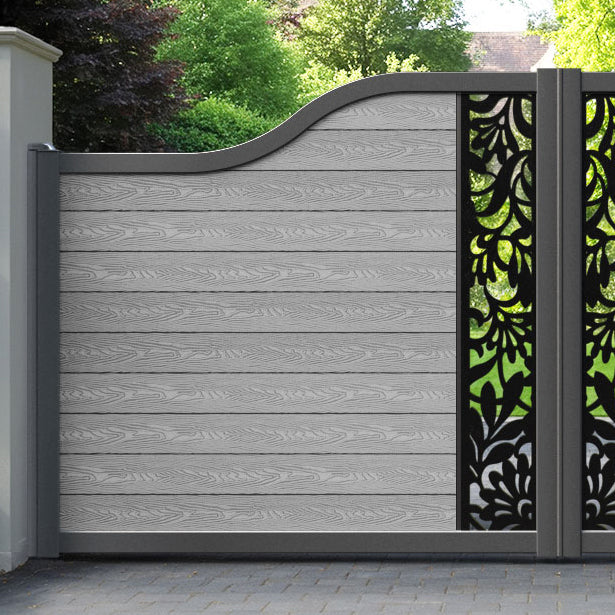 Classic Heritage Curved Top Driveway Gate - Light Grey - Middle Screen