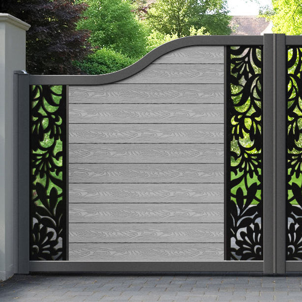 Classic Heritage Curved Top Driveway Gate - Light Grey - Middle & End Screen