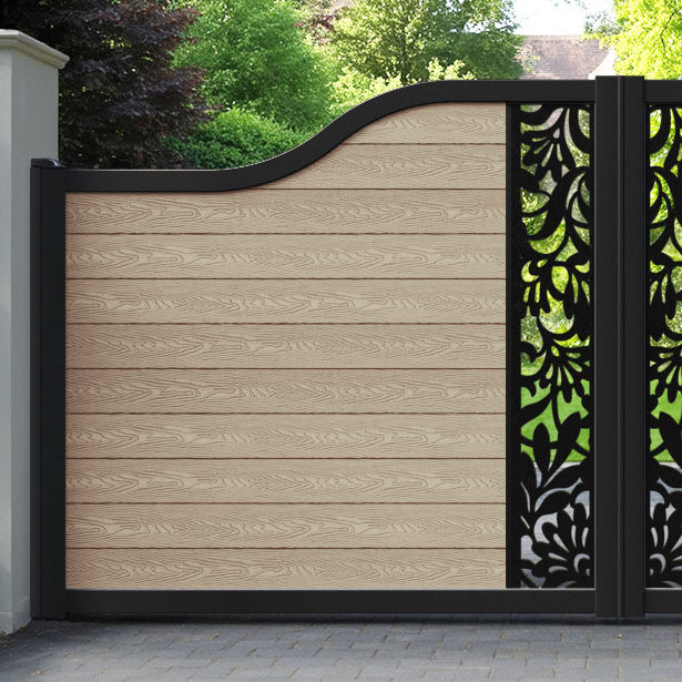 Classic Heritage Curved Top Driveway Gate - Light Oak - Middle Screen