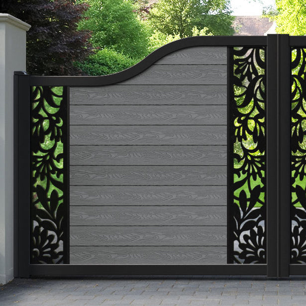 Classic Heritage Curved Top Driveway Gate - Mid Grey - Middle & End Screen