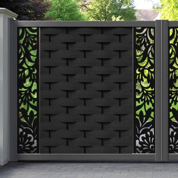 Ripple Heritage Straight Top Driveway Gate - Dark Oak - Middle & End Screen