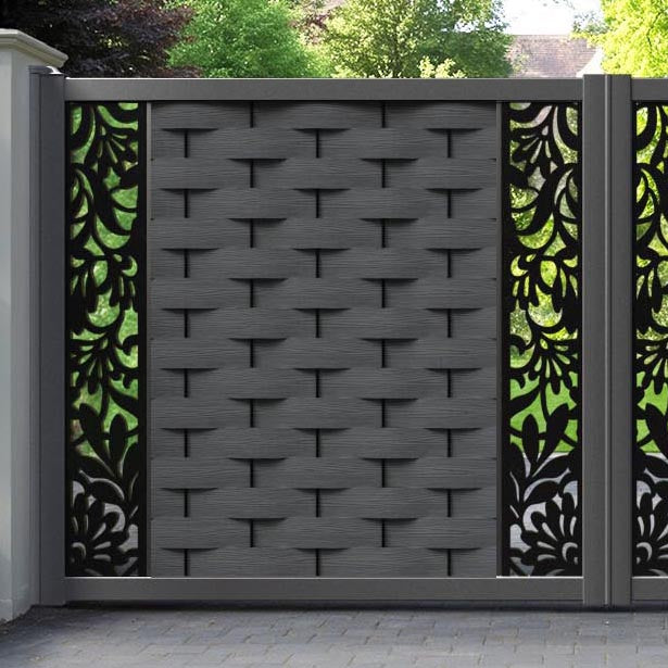 Ripple Heritage Straight Top Driveway Gate - Dark Grey - Middle & End Screen
