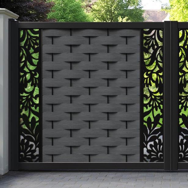 Ripple Heritage Straight Top Driveway Gate - Dark Grey - Middle & End Screen
