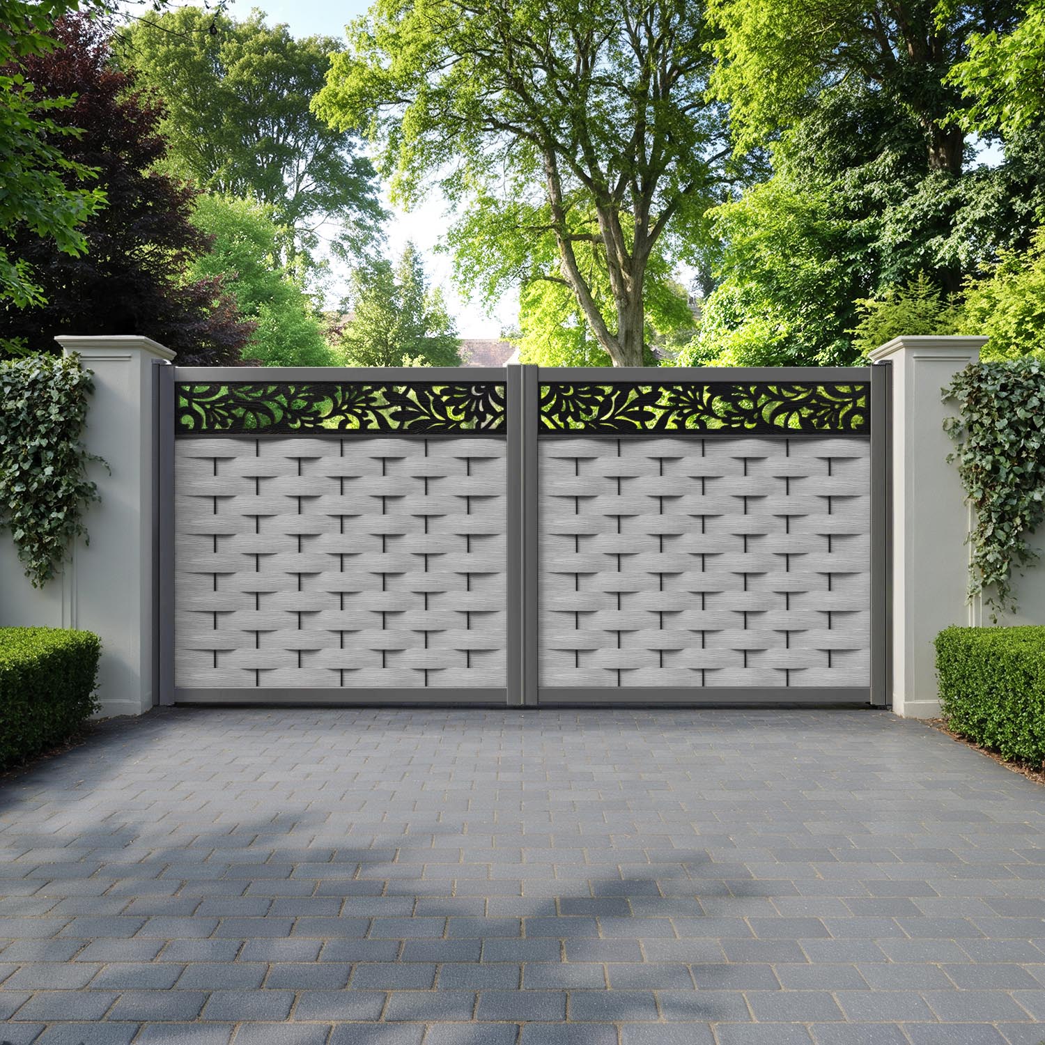 Ripple Heritage Straight Top Driveway Gate - Light Grey - Top Screen