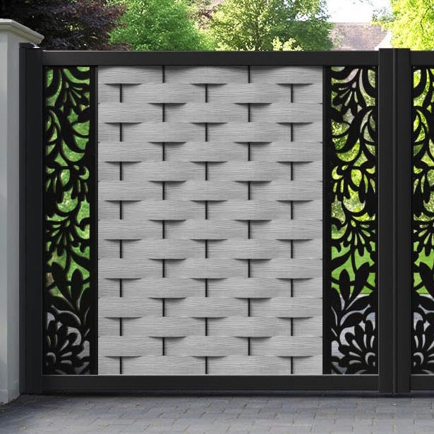 Ripple Heritage Straight Top Driveway Gate - Light Grey - Middle & End Screen