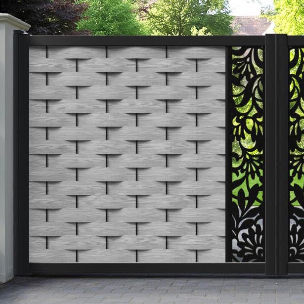 Ripple Heritage Straight Top Driveway Gate - Light Grey - Middle Screen